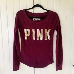 VS PINK Maroon Long Sleeve Thermal Top